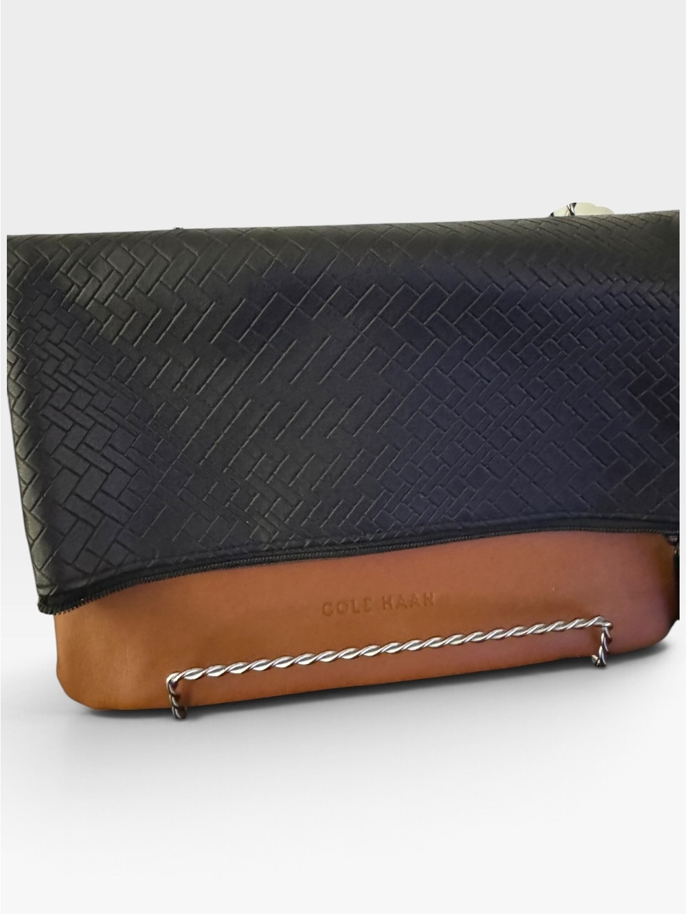 American Airlines x Cole Haan Travel Amenity Pouch Black Woven Brown Zip Case